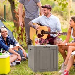 Costway Outdoor Garden Storage Box Cushions Patio Yard Chest Plastic Lid Container 110L in Brown - thumbnail 5