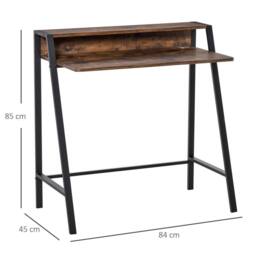 STILVORA Writing Desk with Shelf, Metal Frame, Brown - thumbnail 3
