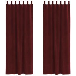 Berkfield Home Blackout Curtains with Hanging Loops 2 pcs Wine Red Velvet - thumbnail 2