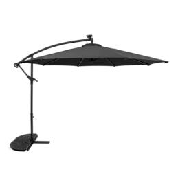 Monstershop LED Cantilever Parasol 3m With Half Fan Base - Grey