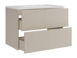 Vente-unique Suspended Chevron Bathroom Vanity Unit With Inset Basin - Beige - 80 - thumbnail 6