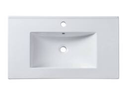 Vente-unique Suspended Chevron Bathroom Vanity Unit With Inset Basin - Beige - 80 - thumbnail 7
