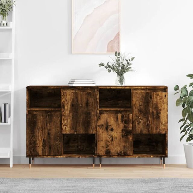 Berkfield Home Sideboards 2 pcs Smoked Oak Engineered Wood in Brown - image 1