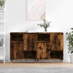 Berkfield Home Sideboards 2 pcs Smoked Oak Engineered Wood in Brown - thumbnail 1