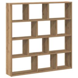 Berkfield Home Wall Cube Shelf 12 Compartments Artisian Oak Engineered Wood in Brown - thumbnail 3
