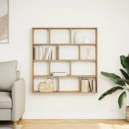 Berkfield Home Wall Cube Shelf 12 Compartments Artisian Oak Engineered Wood in Brown