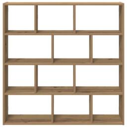 Berkfield Home Wall Cube Shelf 12 Compartments Artisian Oak Engineered Wood in Brown - thumbnail 4