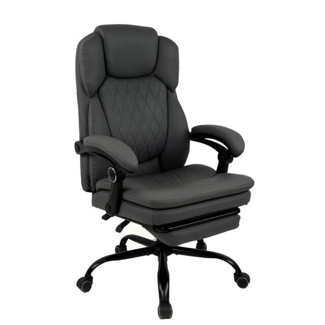 FURNITURE ONE Executive Office Chair, Height Adjustable Office Swivel Chair - Gray in Dark Grey - Size: 1 Seater