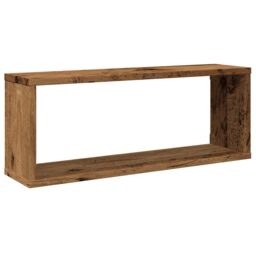 Berkfield Home Wall Cube Shelves 2 pcs Old Wood 60x15x23 cm Engineered Wood in Brown - Size: 60 x 15 x 23 cm - thumbnail 4