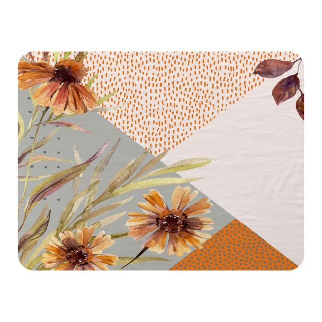 Benjamin Tate Design Autumn Geometric Shapes & Flowers Blanket in Natural - Size: 120 cm x 150 cm - image 1