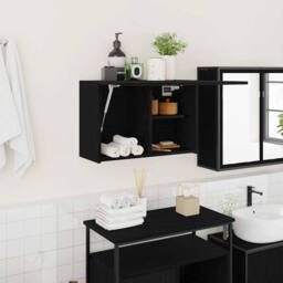 Berkfield Home Bathroom Wall Cabinet Black 60x25x40 cm Engineered Wood - Size: 60 x 25 x 40 cm - thumbnail 2