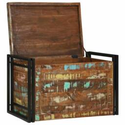 Berkfield Home Multicolour Storage Box 80 x 50 x 50 cm - Solid Reclaimed Wood - thumbnail 3