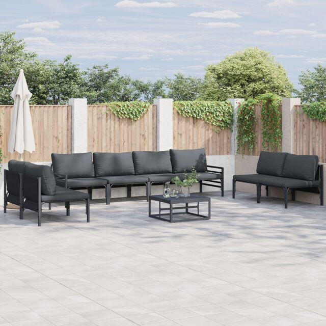 Berkfield Home Garden Sofa Set 9 pcs Anthracite Steel - image 1