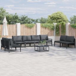 Berkfield Home Garden Sofa Set 9 pcs Anthracite Steel - thumbnail 1