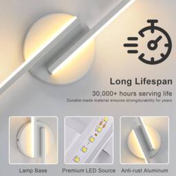 COMELY Indoor Wall Light, 16W LED Wall Lamp, Warm white light 3000K, White - thumbnail 7