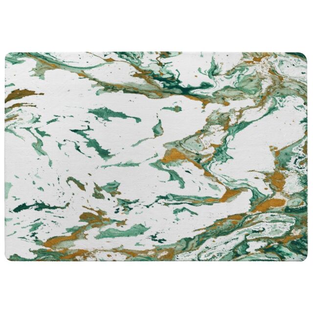 Benjamin Tate Design Green & Golden Marble Designer Rug in Natural - Size: Large - image 1