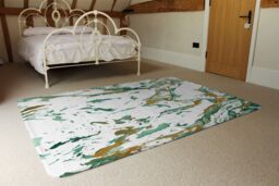 Benjamin Tate Design Green & Golden Marble Designer Rug in Natural - Size: Large - thumbnail 3