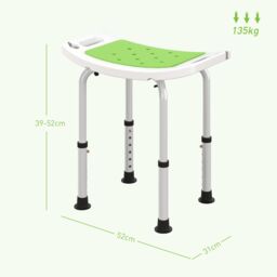 HOMCOM Adjust Aluminium Bath Stool Shower Non-Slip w/ Shower Hole, Green - thumbnail 3
