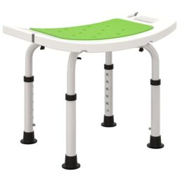HOMCOM Adjust Aluminium Bath Stool Shower Non-Slip w/ Shower Hole, Green - thumbnail 2