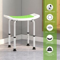 HOMCOM Adjust Aluminium Bath Stool Shower Non-Slip w/ Shower Hole, Green - thumbnail 5