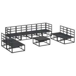 Berkfield Home Garden Sofa Set 9 pcs Black 70 x 70 x 32 cm Aluminium - thumbnail 6