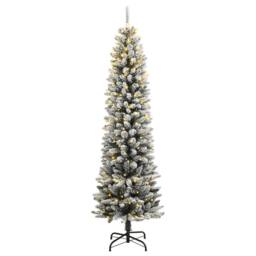 Berkfield Home Artificial Christmas Tree 300 LEDs & Flocked Snow 240 cm in Green