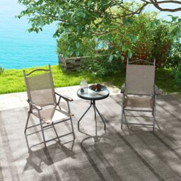 OUTSUNNY Folding Chairs Set, Breathable Mesh Fabric Seat, Mixed Brown - Size: 2 Pack