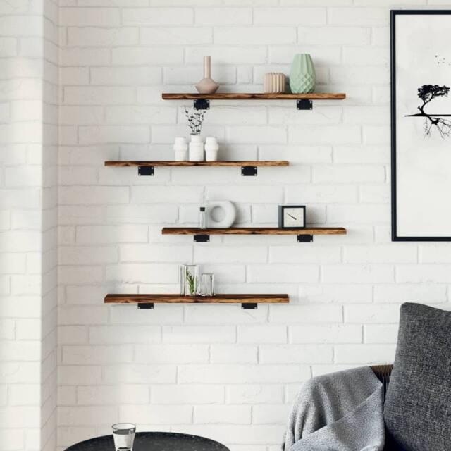 Berkfield Home Wall Shelves 4 pcs Smoked Oak 60x10x1.5 cm Engineered Wood in Brown - image 1
