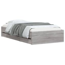 Berkfield Home Bed Frame with Drawers without Mattress Grey Sonoma 90x190 cm Single - thumbnail 3