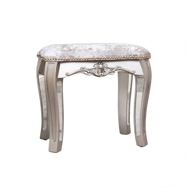 Melody Maison Mirrored Dressing Table Stool - Tiffany Range in Silver - image 1