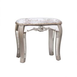 Melody Maison Mirrored Dressing Table Stool - Tiffany Range in Silver