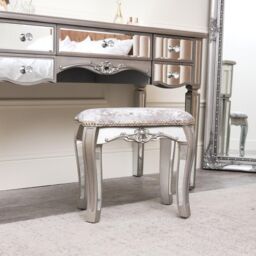 Melody Maison Mirrored Dressing Table Stool - Tiffany Range in Silver - thumbnail 6
