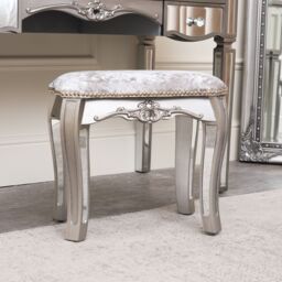 Melody Maison Mirrored Dressing Table Stool - Tiffany Range in Silver - thumbnail 3