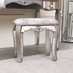 Melody Maison Mirrored Dressing Table Stool - Tiffany Range in Silver - thumbnail 2