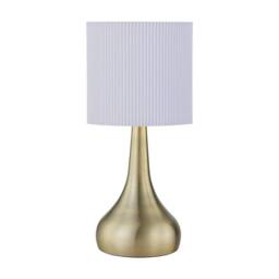 First Choice Lighting Set of 2 Romana - Antique Brass Touch Table Lamps White Pleated Shade in Bronze - thumbnail 2