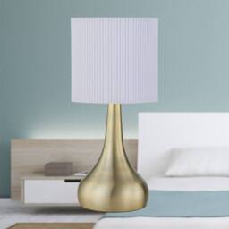 First Choice Lighting Set of 2 Romana - Antique Brass Touch Table Lamps White Pleated Shade in Bronze - thumbnail 4