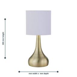 First Choice Lighting Set of 2 Romana - Antique Brass Touch Table Lamps White Pleated Shade in Bronze - thumbnail 5