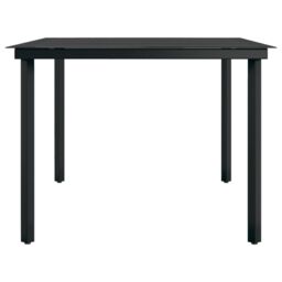 Berkfield Home Garden Dining Table Black 200x100x74 cm Steel & Glass - Size: 200 x 100 x 74 cm - thumbnail 4