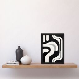 Artery8 Wall Art Print Minimalist Curves Shapes Abstract Black White Geometric Framed Art - Size: A4 - thumbnail 4