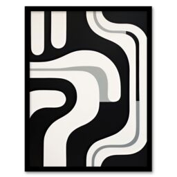 Artery8 Wall Art Print Minimalist Curves Shapes Abstract Black White Geometric Framed Art - Size: A4 - thumbnail 1
