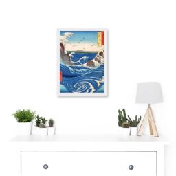Artery8 Naruto Whirlpool Awa Province Utagawa Hiroshige Japan Artwork Framed Wall Art Print A4 in White - thumbnail 2
