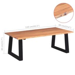 Berkfield Home Sturdy Coffee Table Solid Acacia Wood 110x60x40 cm in Brown - Size: 110 x 60 x 40 cm - thumbnail 7