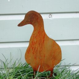 Poppyforge Duck on Stake - Steel Garden Ornament - Steel - H30 cm - BM/RtR in Brown - thumbnail 2