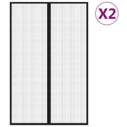 Berkfield Home Insect Door Curtains 2 pcs with Magnet Blocks Black 220x130 cm - thumbnail 2