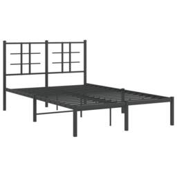 Berkfield Home Metal Bed Frame without Mattress with Headboard Black 120x190cm - Size: 120x190 cm - thumbnail 3