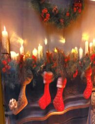 "Luxury Living Christmas Fireplace 40"" x 84"" LED Slot Top Decorative Door Curtain" - thumbnail 3