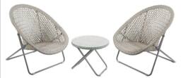 F&G Supplies Faux Rattan Garden Furniture Patio Set Includes a Table & 2 Foldaway Chairs in Beige - thumbnail 3