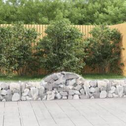 Berkfield Home Arched Gabion Baskets 3 pcs 200x30x40/60 cm Galvanised Iron in Silver - thumbnail 2