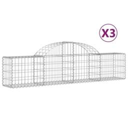 Berkfield Home Arched Gabion Baskets 3 pcs 200x30x40/60 cm Galvanised Iron in Silver