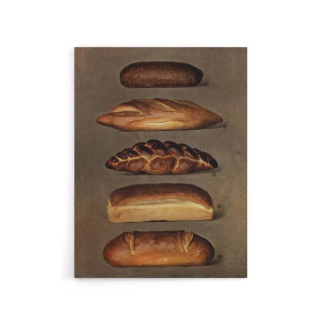 "Artery8 Baked Bread Loaves Vintage Canvas Wall Art in Brown - Size: W18"" x H24""" - image 1